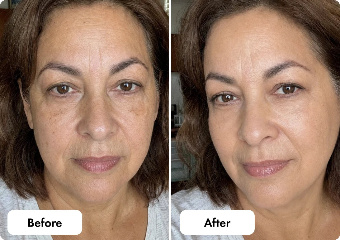 Before and after using Smooche foundation