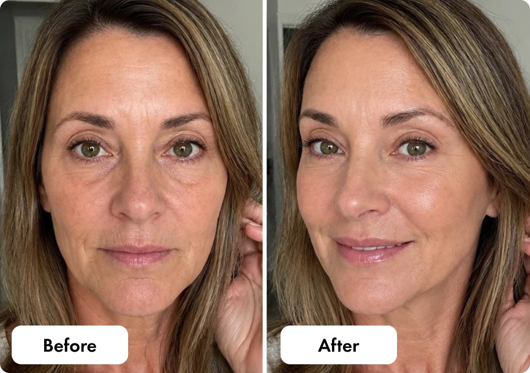 Before and after using Smooche foundation
