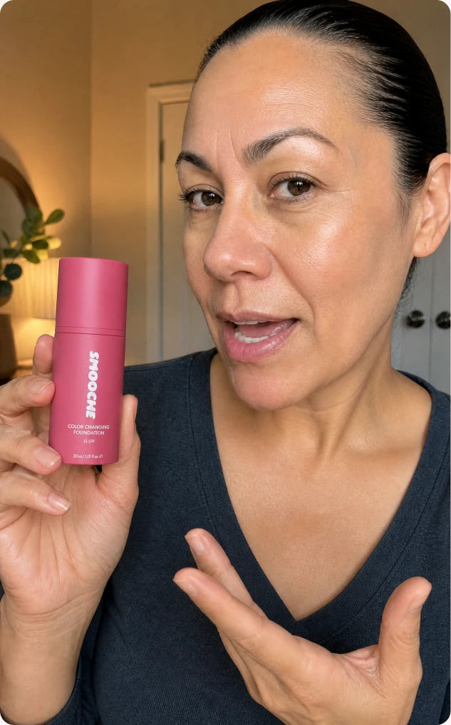 Customer holding Smooche foundation