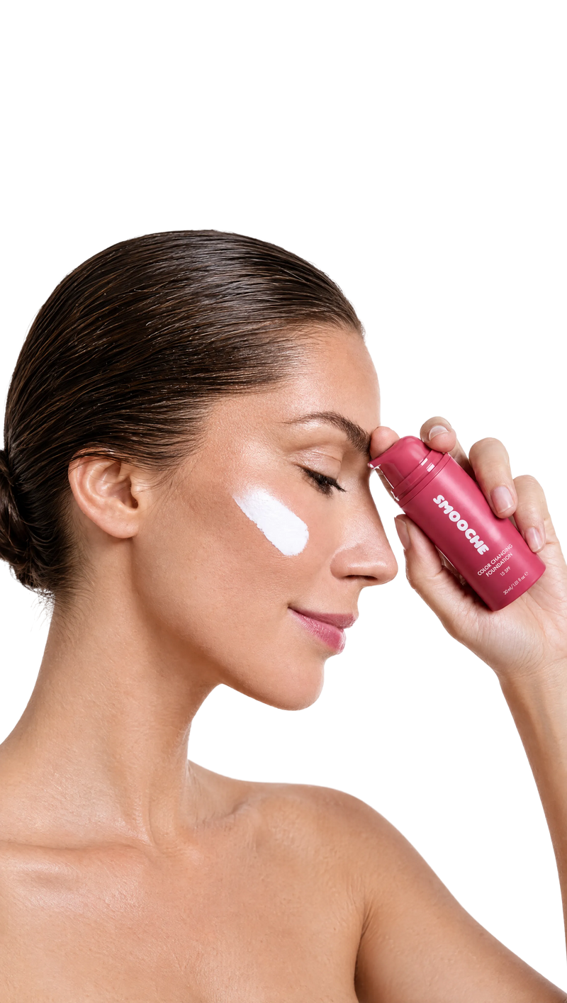 Woman applying the foundation